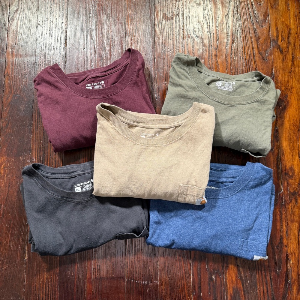LOT OF 5 Carhartt K87 Pocket Shirts Men 4XL Loose Fit Short Sleeve Workwear